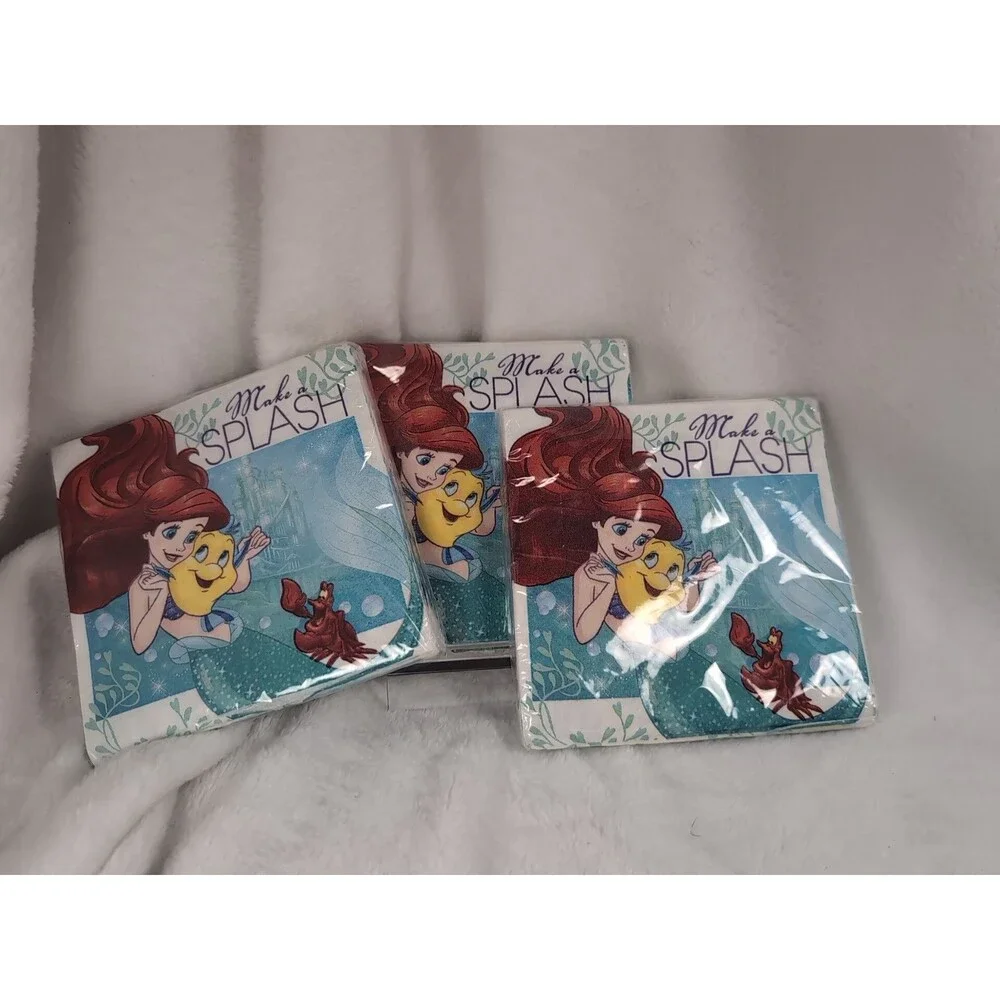 Lot Of 3 Disney Ariel Make A Splash Napkins 16ct Per Package - Designware